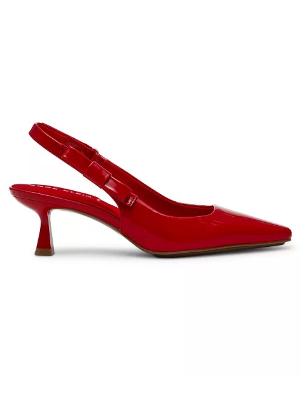 Anne Klein Akibbey Red Patent Pointed Slingback Kitten Heel with Bow Size 9,5